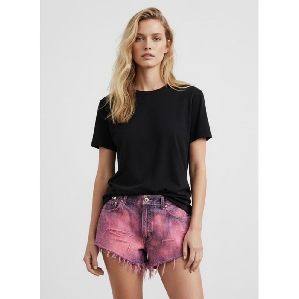 Signature by Levi Strauss Tie-Dye Distressed Pink and Purple Denim Jeans